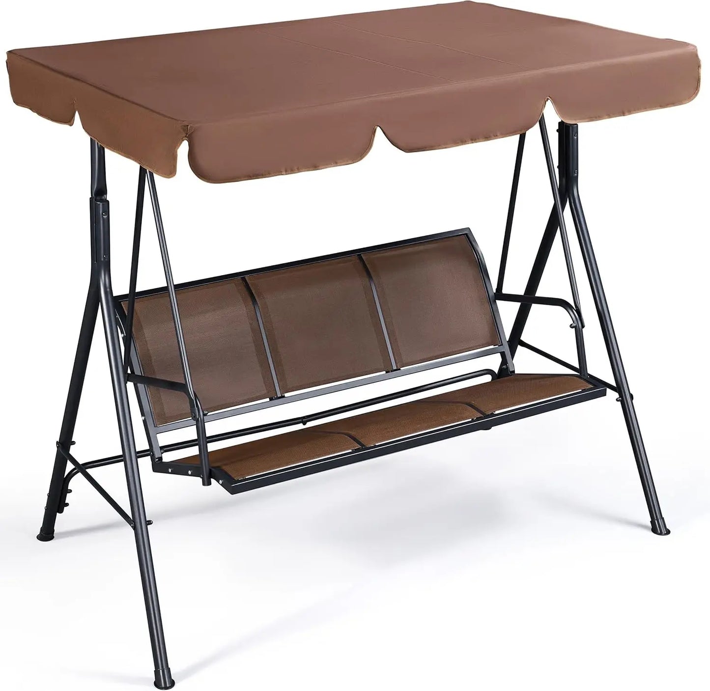3-Seat Outdoor Patio Swing Chair with Adjustable Canopy