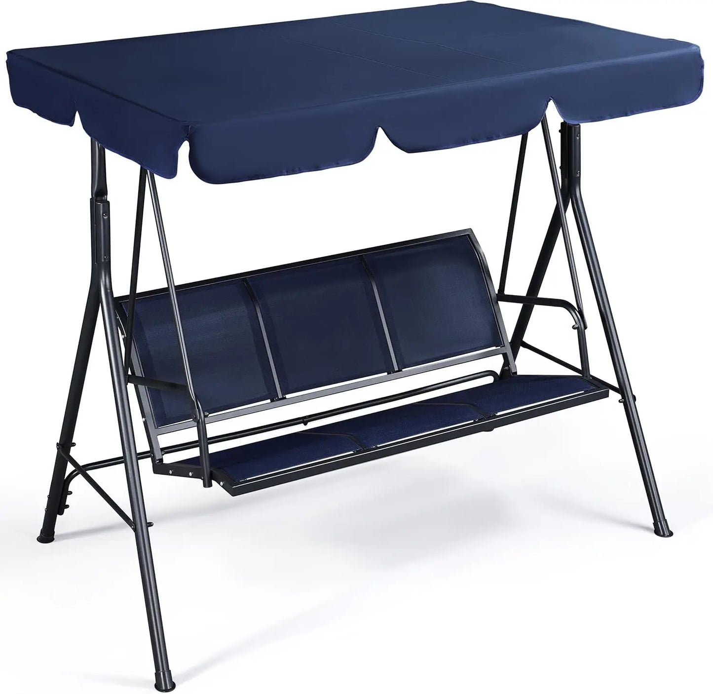 3-Seat Outdoor Patio Swing Chair with Adjustable Canopy