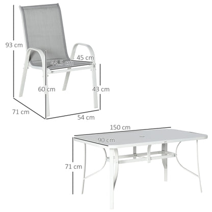 Outsunny 7-Piece 6-Seater Garden Dining Set with Parasol Hole
