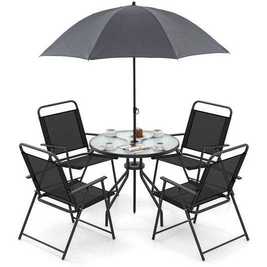 GOFLAME 6 Piece Outdoor Garden Table Set for 4