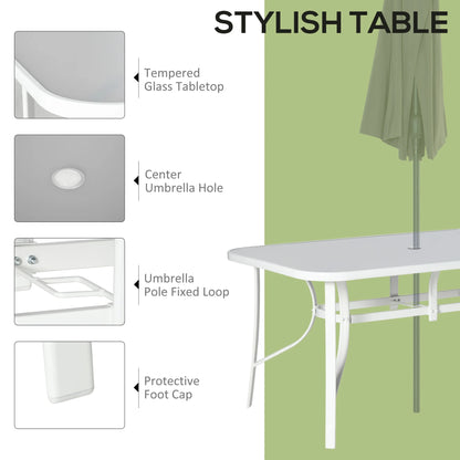 Outsunny 7-Piece 6-Seater Garden Dining Set with Parasol Hole